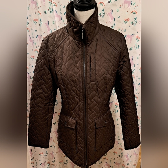 Cole Haan Brown Quilt Puffer Casual Neutral Lightweight Winter Jacket Coat SZ S - Picture 1 of 6